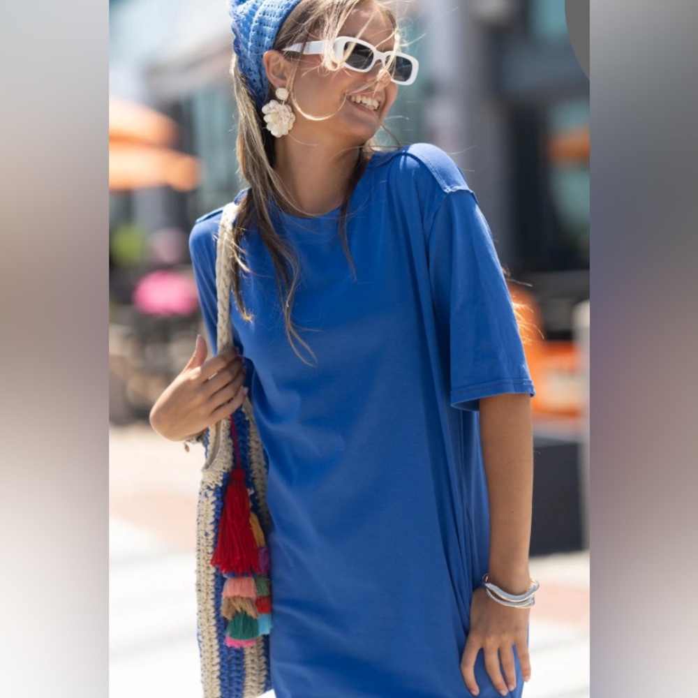 Udel Midi T-shirt Dress- Royal Blue Modest Dress